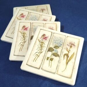 Floral Coaster Set w cork back